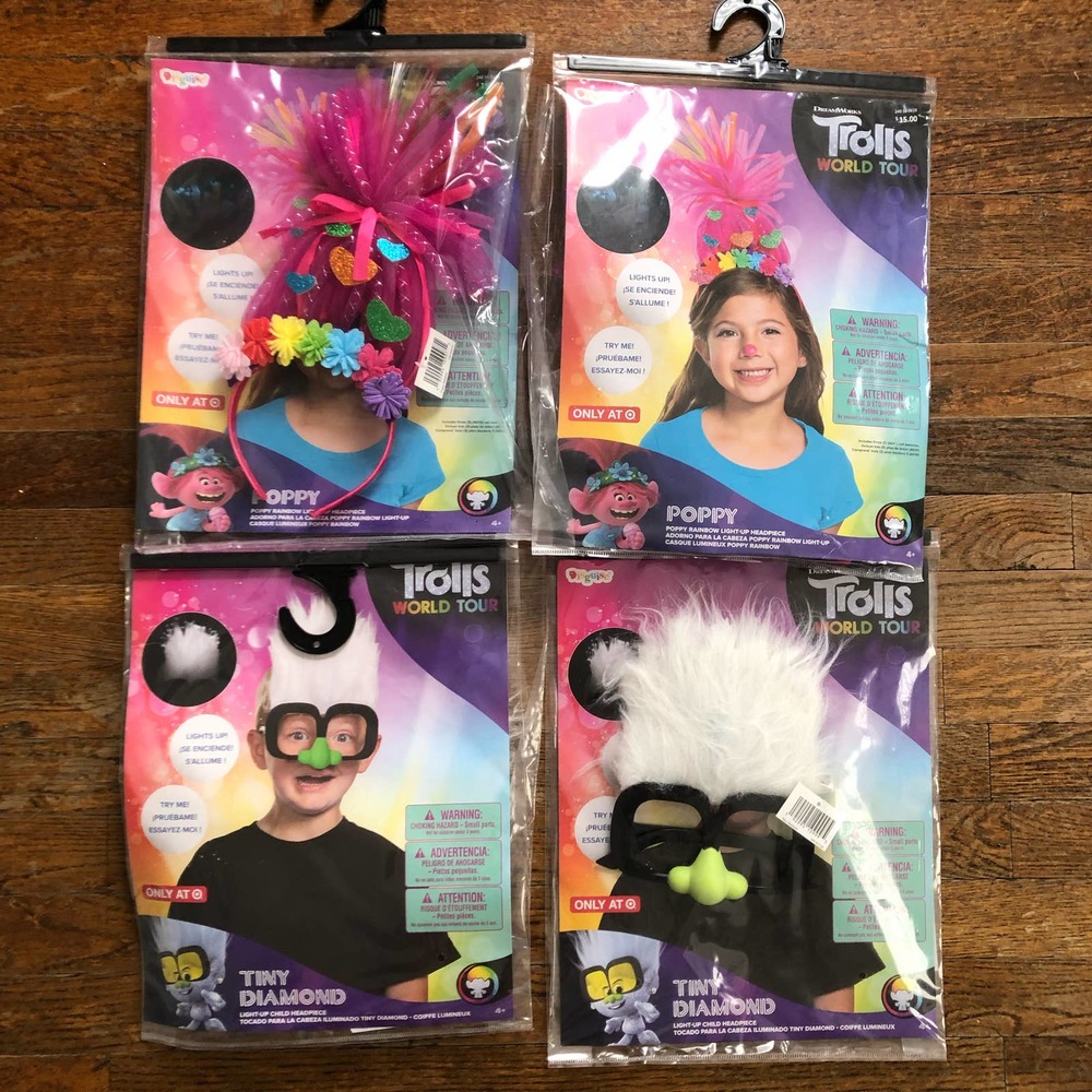 Halloween Costume Fun Trolls World Tour Light Up Mask Bundle Brand New Unisex
